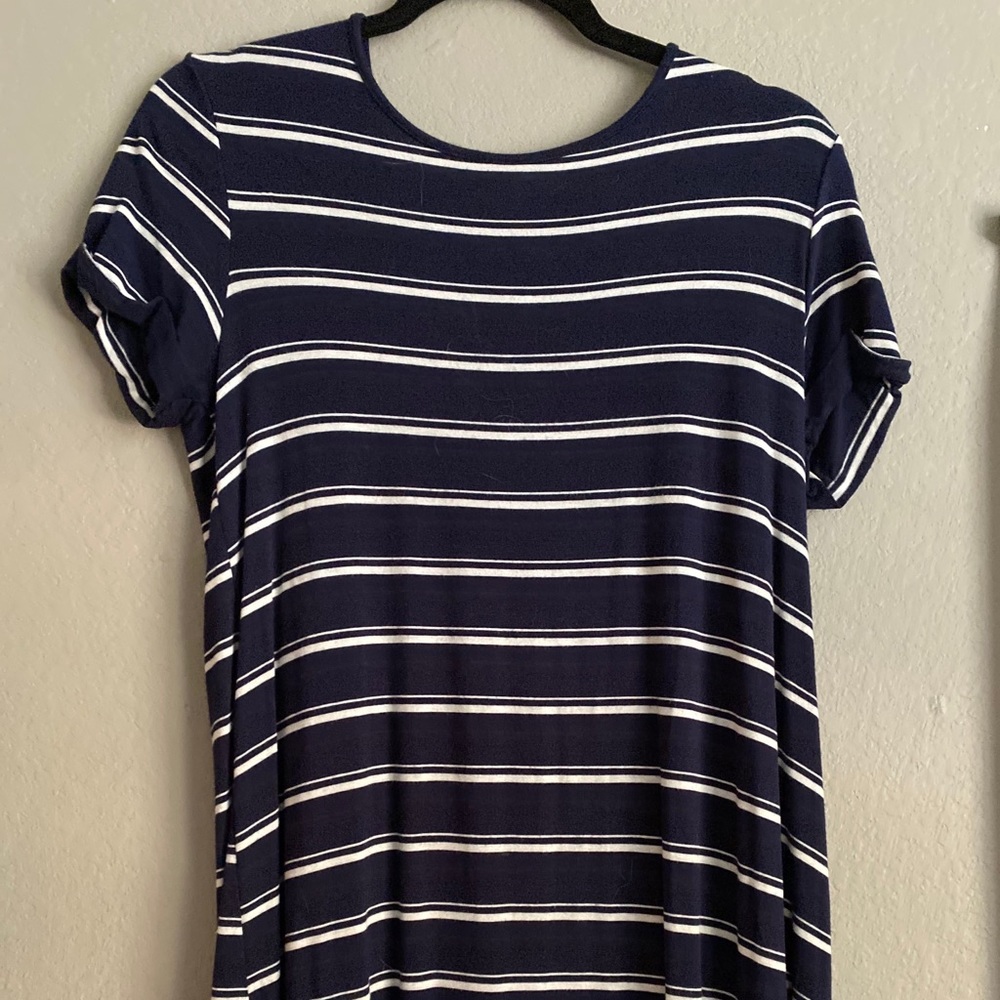 Navy & White Knee Length Dress